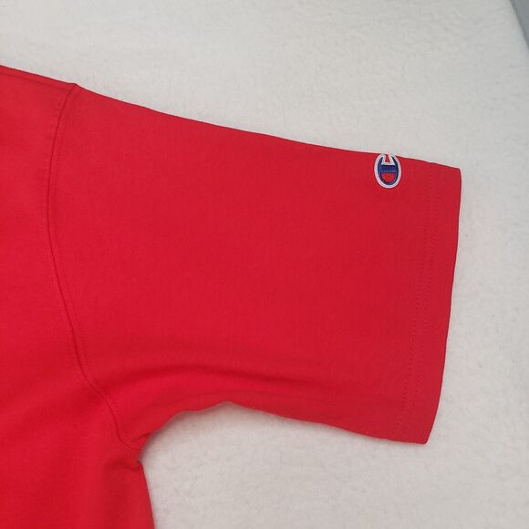 Champion Shirt Mens Extra Large Short Sleeve Pullover Cotton Red Crew Neck Long - Picture 11 of 14